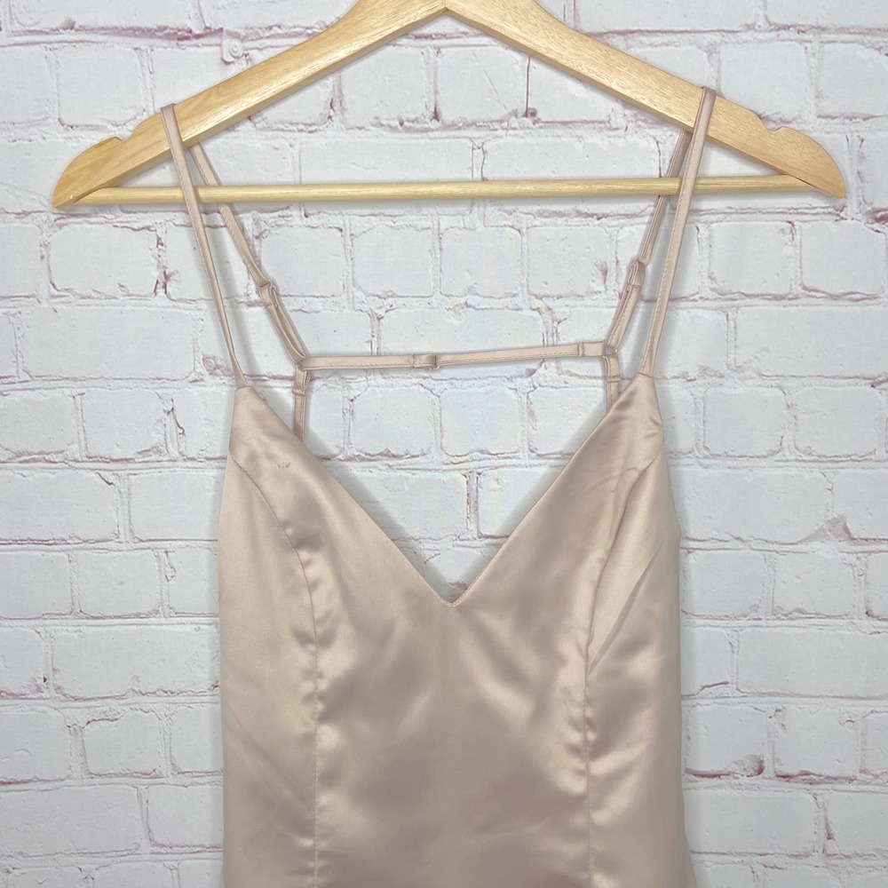 Superdown Nicole Mini Dress Nude Beige Womens XS New Flawed Slip Satin Cocktail - Picture 6 of 12
